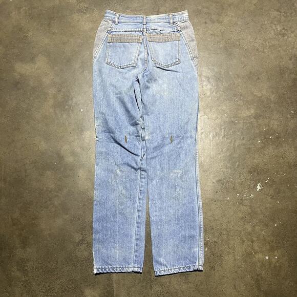 Vintage 70s Graffiti Blue Straight Leg Jeans 25x28 - Picture 3 of 4